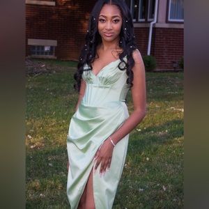 House of cb medium Faye satin pleated midi dress worn once